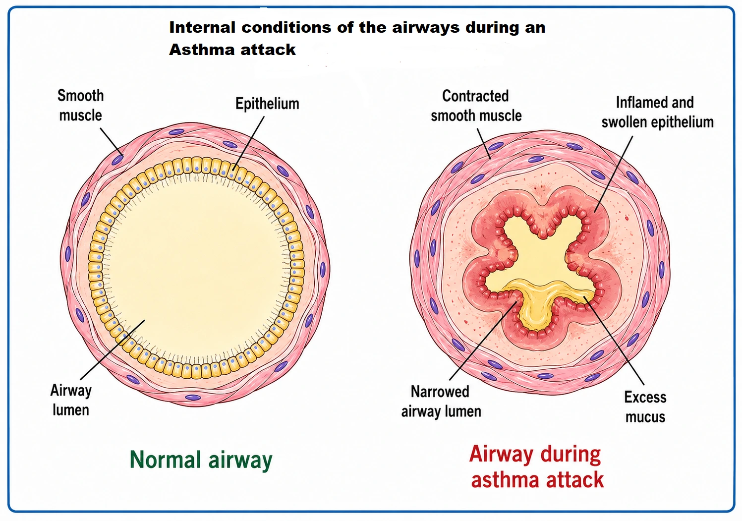 Internal conditions of the airways during an asthma attack